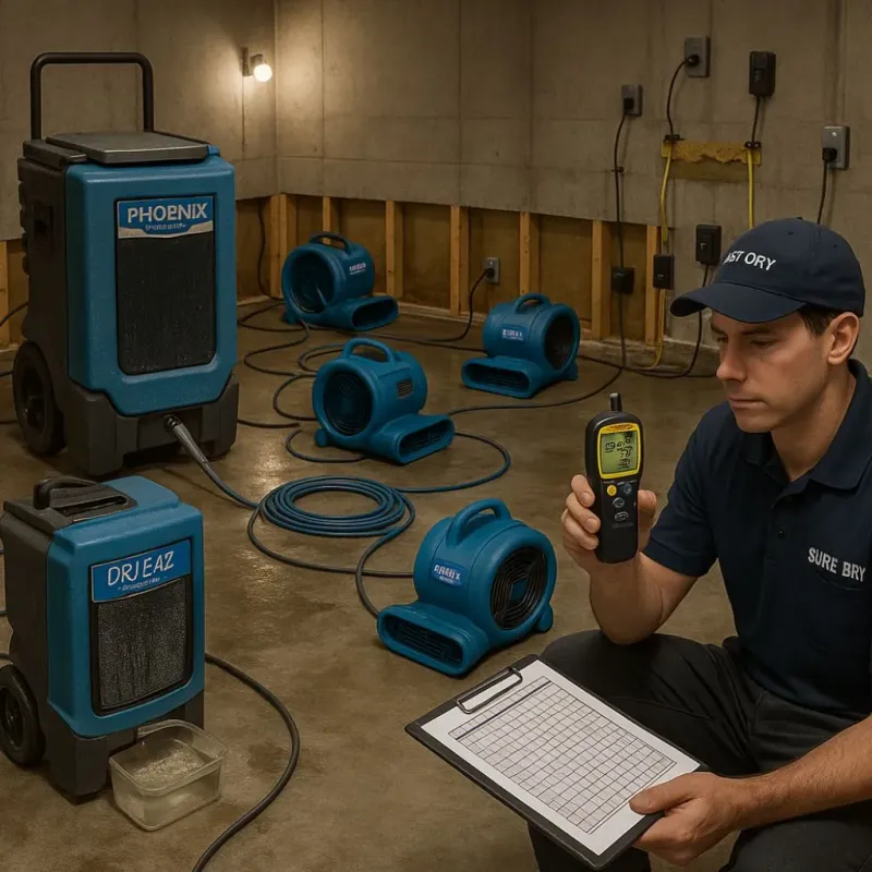 Structural Drying and Dehumidification process in Pearl River, MS